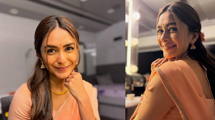 <div class="paragraphs"><p>ಸಿಂಪಲ್ ಸೀರೆಯಲ್ಲಿ ಮೃಣಾಲ್ ಠಾಕೂರ್&nbsp;ನಗೆ ಬೀರಿದ್ದಾರೆ.</p></div>