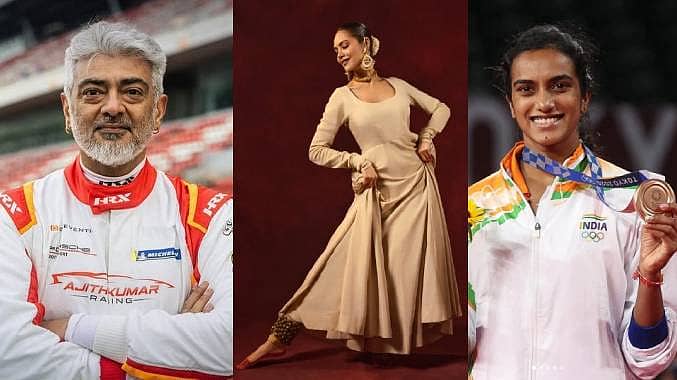 <div class="paragraphs"><p>ಅಜಿತ್‌ ಕುಮಾರ್, ಇಶಾ ಗುಪ್ತಾ ಹಾಗೂ ಪಿ.ವಿ. ಸಿಂಧು</p></div>