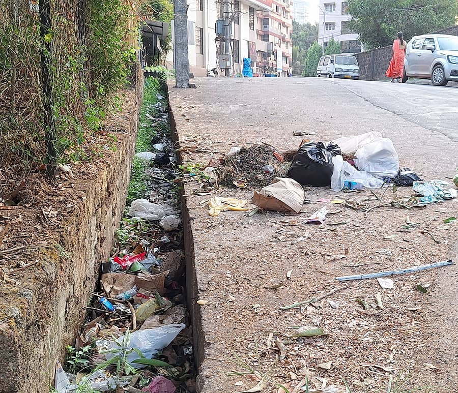 ರಸ್ತೆ ಬದಿಯಲ್ಲಿ, ಚರಂಡಿಯಲ್ಲಿ ಅಕ್ರಮವಾಗಿ ಕಸ ಎಸೆದಿರುವುದು