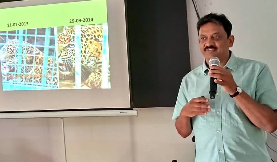 ಶ್ರೀರಂಗಪಟ್ಟಣ ತಾಲ್ಲೂಕಿನ ರಂಗನತಿಟ್ಟು ಪಕ್ಷಿಧಾಮದಲ್ಲಿ ಮಂಗಳವಾರ ವಿಶ್ವ ವನ್ಯಜೀವಿಗಳ ದಿನಾಚರಣೆ ನಿಮಿತ್ತ ಏರ್ಪಡಿಸಿದ್ದ ‘ಚಿರತೆ ಮತ್ತು ಮಾನವ ಸಂಘರ್ಷ’ ವಿಚಾರ ಮಂಥನ ಕಾರ್ಯಕ್ರಮದಲ್ಲಿ ಸಂರಕ್ಷಣಾ ಜೀವಶಾಸ್ತ್ರಜ್ಞ ಸಂಜಯ್‌ ಗುಬ್ಬಿ ಮಾತನಾಡಿದರು