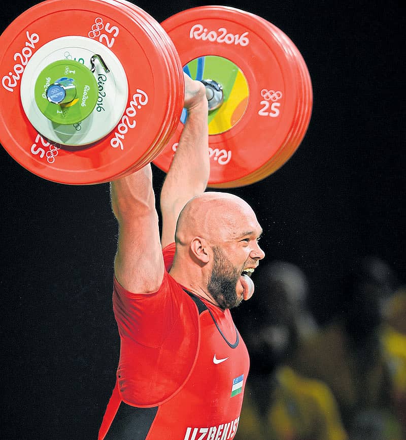 ವೇಟ್‌ಲಿಫ್ಟಿಂಗ್‌ನ 105 ಕೆ.ಜಿ. ವಿಭಾಗದಲ್ಲಿ ಚಿನ್ನದ ಪದಕ ಗೆದ್ದ ಉಜ್ಬೆಕಿಸ್ತಾನದ ರುಸ್ಲಾನ್‌ ನೂರುದಿನೋವ್‌ ಭಾರ ಎತ್ತಿದ ಕ್ಷಣ  ಪ್ರಜಾವಾಣಿ ಚಿತ್ರ/ಕೆ.ಎನ್‌.  ಶಾಂತಕುಮಾರ್‌