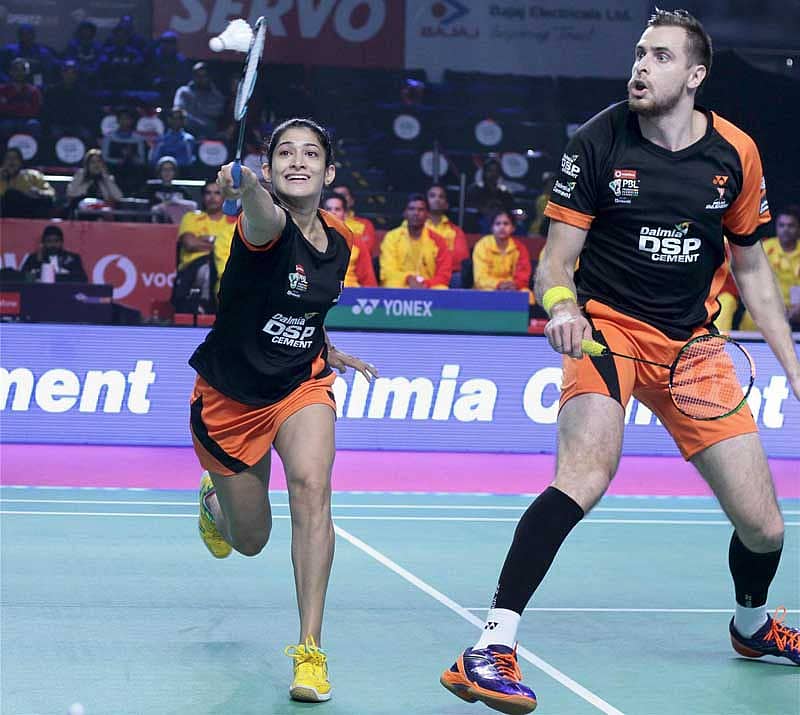 ಮಿಶ್ರ ಡಬಲ್ಸ್‌ ಜೋಡಿ ಅಶ್ವಿನಿ ಪೊನ್ನಪ್ಪ ಮತ್ತು ವ್ಲಾಡಿಮಿರ್ ಇವಾನೊವ್‌ ಅವರ ಆಟದ ಭಂಗಿ