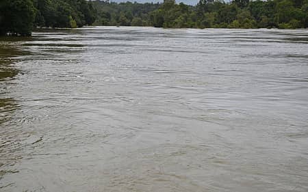 ಕೊಡಗು ಜಿಲ್ಲೆಯ ದುಬಾರೆಯ ಬಳಿ ಮೈದುಂಬಿ ಹರಿಯುತ್ತಿರುವ ಕಾವೇರಿ ನದಿ.