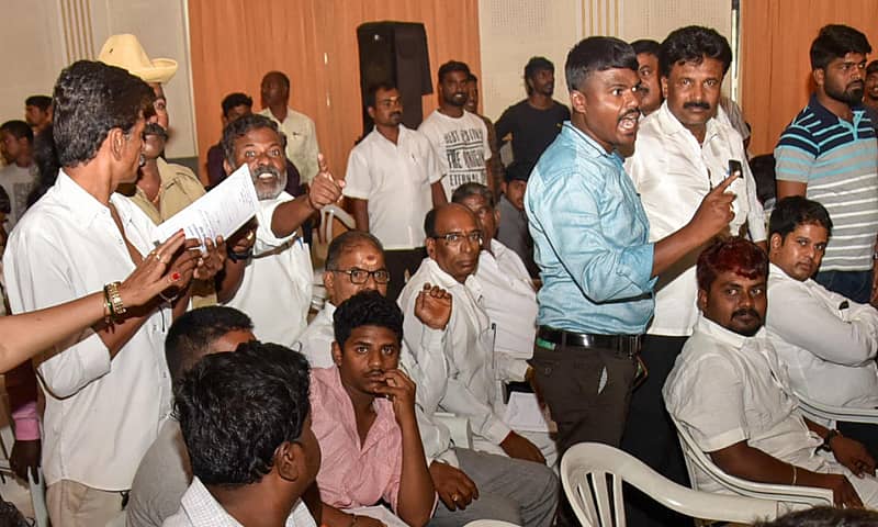 ಮೈಸೂರಿನಲ್ಲಿ ಶುಕ್ರವಾರ ನಡೆದ ದಲಿತ ಮುಖಂಡರ ಸಮಾವೇಶ ಹಾಗೂ ಸಂವಾದ ಕಾರ್ಯಕ್ರಮದಲ್ಲಿ ಅಮಿತ್‌ ಶಾ ಅವರ ವಿರುದ್ಧ ಆಕ್ರೋಶ ವ್ಯಕ್ತಪಡಿಸಿದ ದಲಿತರು