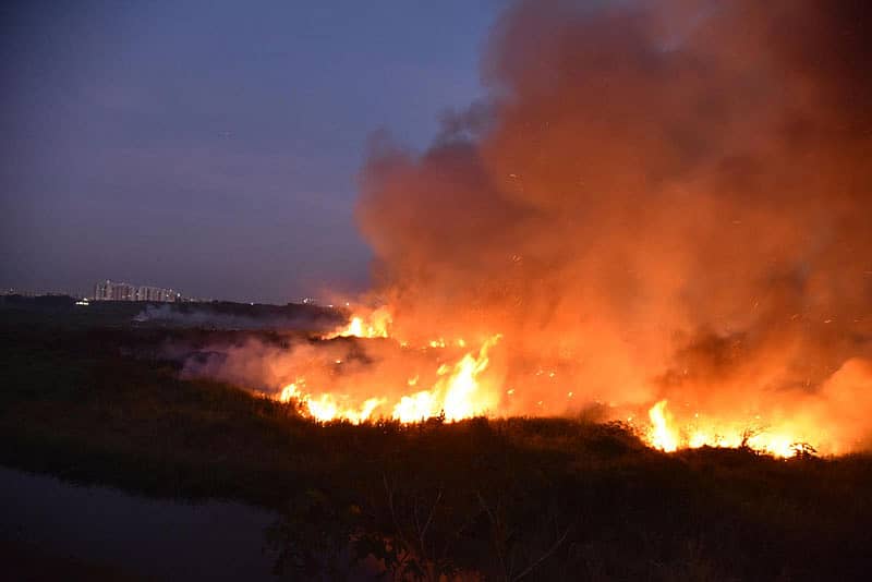 ಬೆಂಗಳೂರಿನ ಬೆಳ್ಳಂದೂರು ಕೆರೆಯಲ್ಲಿ ರಾಸಾಯನಿಕರಳು ಹೆಚ್ಚಾಗಿದ್ದರಿಂದ ಬೆಂಕಿ ಹೊತ್ತಿಕೊಂಡಿದ್ದ ದೃಶ್ಯ. –ಪ್ರಜಾವಾಣಿ ಸಂಗ್ರಹ ಚಿತ್ರ