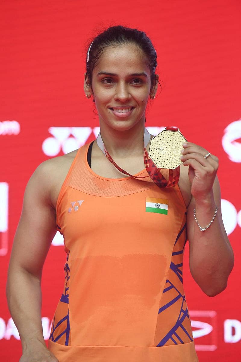 ಪದಕದೊಂದಿಗೆ ಸಂಭ್ರಮಿಸಿದ ಸೈನಾ ನೆಹ್ವಾಲ್ –ಎಎಫ್ಪಿ ಚಿತ್ರ