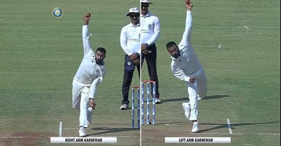 ವಿದರ್ಭ ತಂಡದ ಸ್ಪಿನ್ನರ್ ಅಕ್ಷಯ್ ಕರ್ಣೇಶ್ವರ್ ಅವರ ಬಲಗೈ ಮತ್ತು ಎಡಗೈ ಬೌಲಿಂಗ್ ವೈವಿಧ್ಯ –ಬಿಸಿಸಿಐ ಚಿತ್ರ