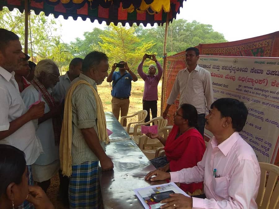 ತಿಪಟೂರು ತಾಲ್ಲೂಕು ಮುನಿಯಪ್ಪ ಆಲದಮರ ಪ್ರದೇಶದಲ್ಲಿ ತಹಶೀಲ್ದಾರ್ ಆರತಿ ಮೇವು ವಿತರಣೆಗೆ ಚಾಲನೆ ನೀಡಿದರು