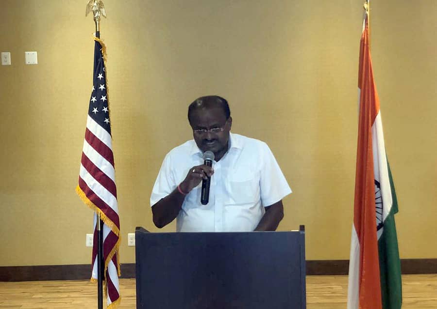 ಮುಖ್ಯಮಂತ್ರಿ ಎಚ್.ಡಿ.ಕುಮಾರಸ್ವಾಮಿ ಮಂಗಳವಾರ ವಾಷಿಂಗ್ಟನ್ನಲ್ಲಿ ಮಾತನಾಡಿದರು