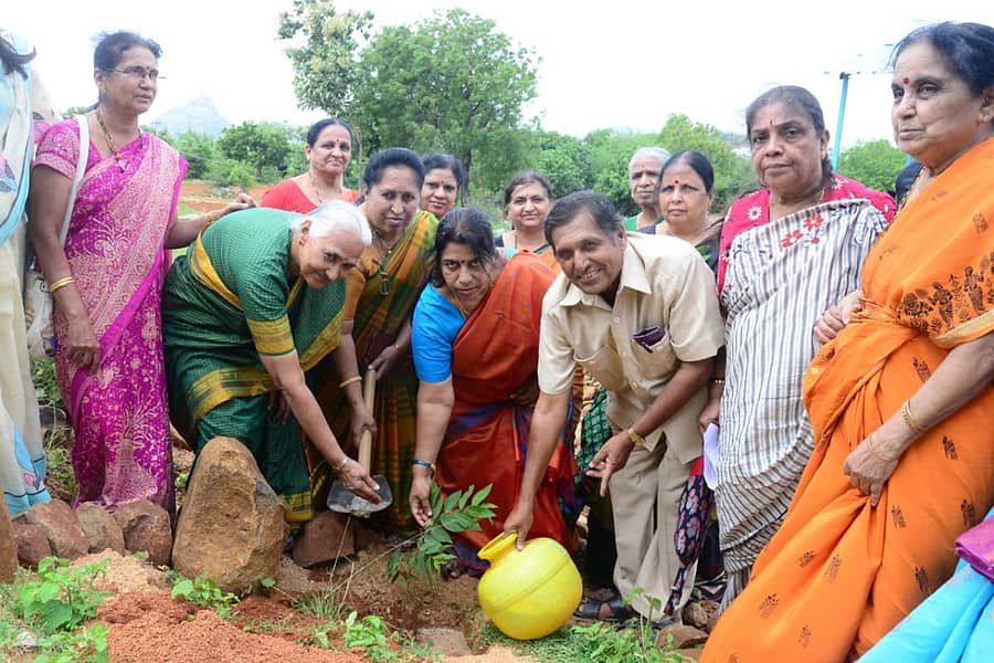 ಗಿಡ ನೆಡುವ ಮೂಲಕ ವಸುಂಧರಾ ಭೂಪತಿ ಕಾರ್ಯಕ್ರಮಕ್ಕೆ ಚಾಲನೆ ನೀಡಿದರು
