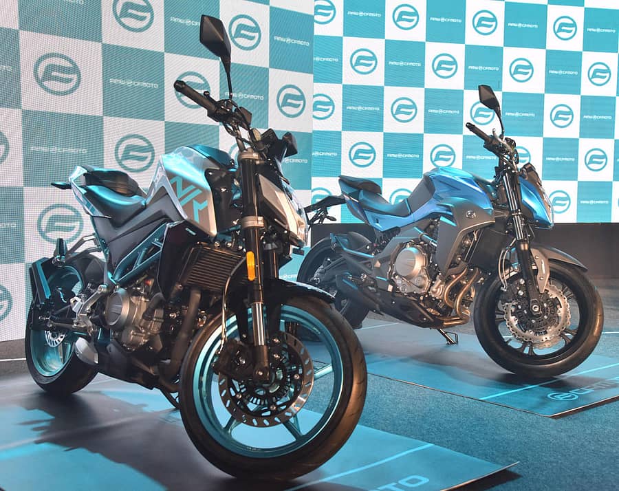 ಸಿಎಫ್ ಮೋಟೊದ 300ಎನ್ಕೆ ಮತ್ತು 650 ಎನ್ಕೆ ಬೈಕ್ಗಳನ್ನು ಶುಕ್ರವಾರ ಬೆಂಗಳೂರಿನಲ್ಲಿ ಅನಾವರಣಗೊಳಿಸಲಾಯಿತು – ಪ್ರಜಾವಾಣಿ ಚಿತ್ರ