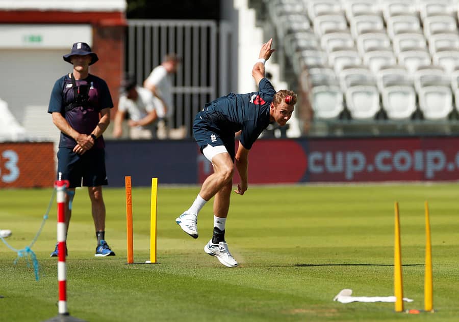 ಇಂಗ್ಲೆಂಡ್ ತಂಡದ ವೇಗದ ಬೌಲರ್ ಸ್ಟುವರ್ಟ್ ಬ್ರಾಡ್ ಮಂಗಳವಾರ ತಾಲೀಮು ನಡೆಸಿದರು–ರಾಯಿಟರ್ಸ್ ಚಿತ್ರ