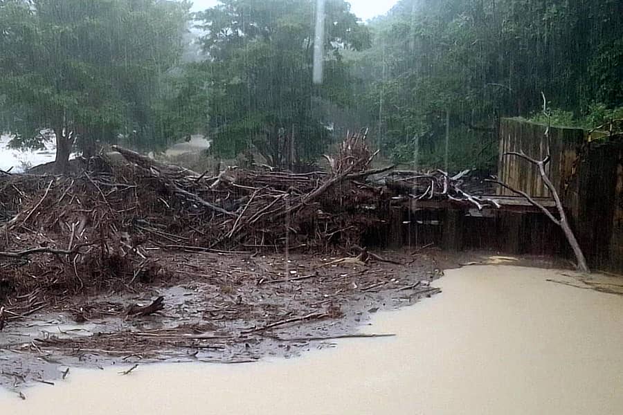 ಯಲ್ಲಾಪುರ ತಾಲ್ಲೂಕಿನ ಬೇಡ್ತಿ ಕಿಂಡಿ ಅಣೆಕಟ್ಟಿನಲ್ಲಿ ಕಸ, ಕಡ್ಡಿಗಳು, ಮರದ ದಿಮ್ಮಿಗಳು ಸಂಗ್ರಹವಾಗಿರುವುದು