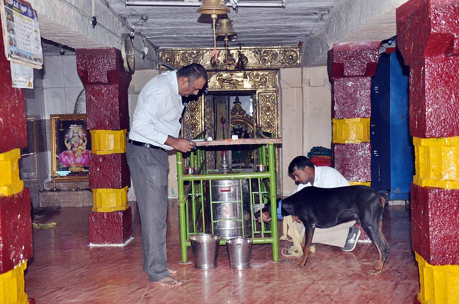 ಕಳ್ಳತನ ನಡೆದ ಸ್ಥಳದಲ್ಲಿ ಶ್ವಾನದಳದ ಸಿಬ್ಬಂದಿ ಹಾಗೂ ಬೆರಳಚ್ಚು ತಜ್ಞರು ಪರಿಶೀಲನೆ ನಡೆಸಿದರು