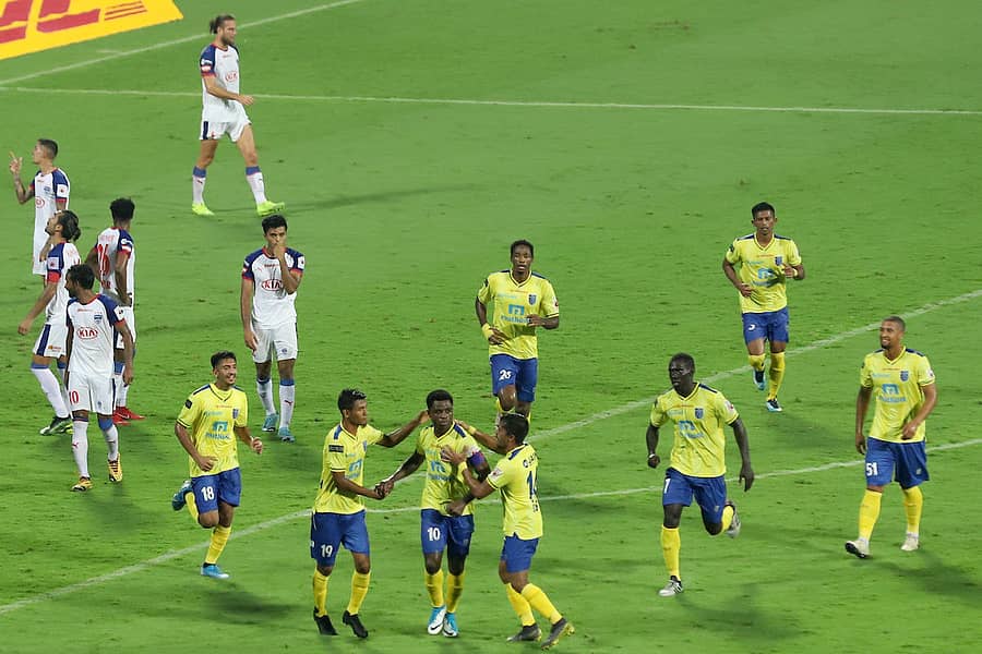 ಕೇರಳ ಬ್ಲಾಸ್ಟರ್ಸ್ ಪರ ಒಗ್ಬೆಚೆ ಗೋಲು ಗಳಿಸಿದ ಸಂದರ್ಭ