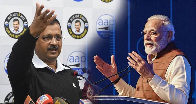 ದೆಹಲಿ ಮುಖ್ಯಮಂತ್ರಿ ಅರವಿಂದ್ ಕೇಜ್ರಿವಾಲ್ ಮತ್ತು ಪ್ರಧಾನಿ ನರೇಂದ್ರ ಮೋದಿ