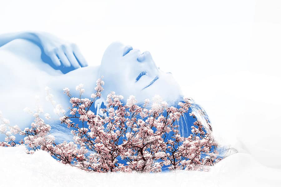 sensual pretty woman portrait with double exposure effectPretty woman portrait