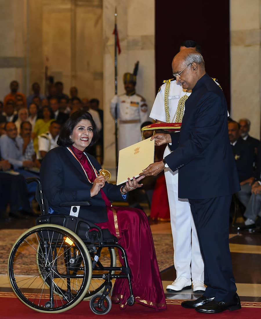 ರಾಷ್ಟ್ರಪತಿ ರಾಮನಾಥ್ ಕೋವಿಂದ್ ಅವರಿಂದ ಹೋದ ವರ್ಷ ರಾಜೀವ್ ಗಾಂಧಿ ಖೇಲ್ ರತ್ನ ಗೌರವ ಸ್ವೀಕರಿಸಿದ್ದ ಪ್ಯಾರಾಲಿಂಪಿಯನ್ ದೀಪಾ ಮಲಿಕ್