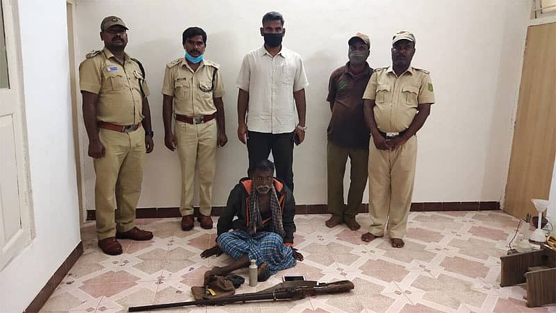 ಕಾಡು ಪ್ರಾಣಿ ಬೇಟೆಯಾಡುತ್ತಿದ್ದವನ ಬಂಧನ