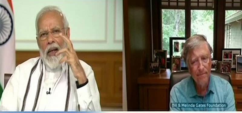 ವಿಡಿಯೊ ಕಾನ್ಫರೆನ್ಸ್ನಲ್ಲಿ ಪ್ರಧಾನಿ ಮೋದಿ ಮತ್ತು ಬಿಲ್ ಗೇಟ್ಸ್ –ಎಎನ್ಐ ಚಿತ್ರ