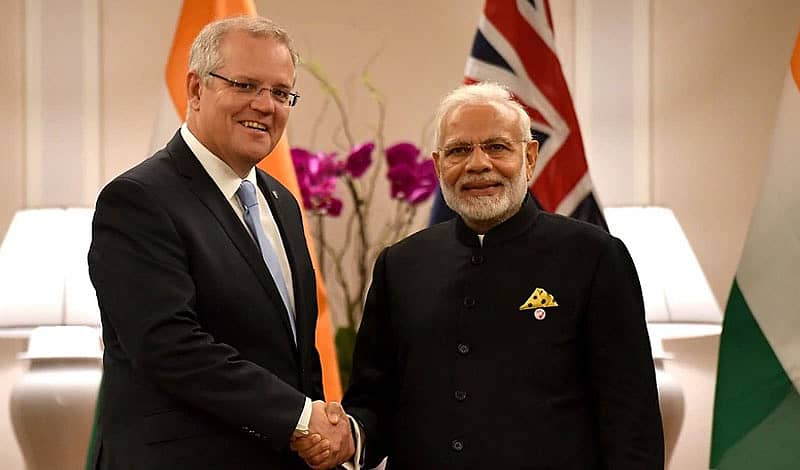 ಆಸ್ಟ್ರೇಲಿಯಾ ಪ್ರಧಾನಮಂತ್ರಿ ಸ್ಕಾಟ್ ಮಾರಿಸನ್ ಜತೆ ಪ್ರಧಾನಿ ನರೇಂದ್ರ ಮೋದಿ -ಎಎಫ್‌ಪಿ ಸಂಗ್ರಹ ಚಿತ್ರ