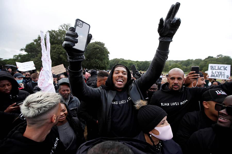 ಪ್ರತಿಭಟನೆಯಲ್ಲಿ ಪಾಲ್ಗೊಂಡ ಬಾಕ್ಸರ್ ಆ್ಯಂಟನಿ ಜೋಶುವಾ –ರಾಯಿಟರ್ಸ್ ಚಿತ್ರ