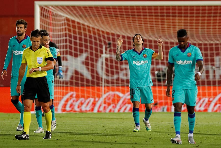 ಗೋಲು ಗಳಿಸಿದ ಲಯೊನೆಲ್ ಮೆಸ್ಸಿ ಸಂಭ್ರಮಿಸಿದ ರೀತಿ –ರಾಯಿಟರ್ಸ್ ಚಿತ್ರ