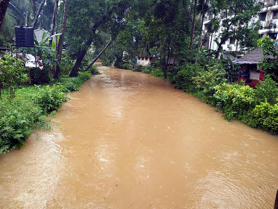 ಉಡುಪಿಯ ಕಲ್ಸಂಕ ತೋಡು ತುಂಬಿ ಹರಿಯುತ್ತಿರುವುದುಪ್ರಜಾವಾಣಿ ಚಿತ್ರ: ಉಮೇಶ್ ಮಾರ್ಪಳ್ಳಿ