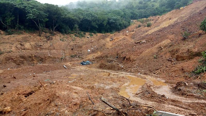 ತಲಕಾವೇರಿಯಲ್ಲಿ ಗುಡ್ಡ ಕುಸಿದ ಜಾಗ