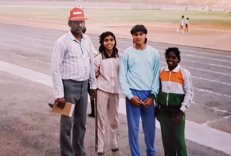 ಅಥ್ಲೆಟಿಕ್ ಅಂಗಣದಲ್ಲಿ ಶಿಷ್ಯೆಯರ ಜೊತೆ ಪುರುಷೋತ್ತಮ ರೈ