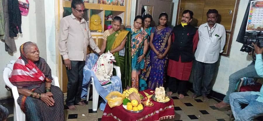 ವಿಜಯಪುರ ನಗರದಲ್ಲಿ ಸಾಕು ನಾಯಿಯೊಂದು ಗರ್ಭಿಣಿಯಾಗಿರುವುದಕ್ಕೆ ಮನೆಯವರು ಸೀಮಂತ ಮಾಡಿದರು