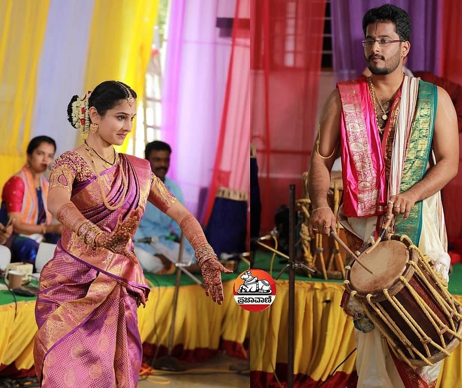 ವಧು ಅನುಜ್ಞಾ ಯಕ್ಷಗಾನ ನಾಟ್ಯಕ್ಕೆ ವರ ಸುಹಾಸ್ ಚೆಂಡೆ ಸಾಥ್