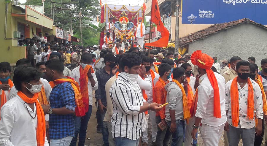 ಶಿಗ್ಗಾವಿ ತಾಲ್ಲೂಕಿನ ಬಂಕಾಪುರ ಪಟ್ಟಣದಲ್ಲಿ ಭಾನುವಾರ ಹಿಂದೂ ಮಹಾಸಭಾದ ಗಣೇಶ ವಿಸರ್ಜನೆ ಸಂಭ್ರಮದಿಂದ ಜರುಗಿತು