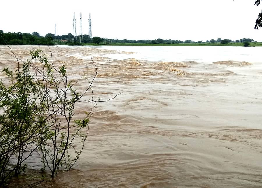 ಚಿತ್ತಾಪುರ ತಾಲ್ಲೂಕಿನ ದಂಡೋತಿ- ಚಿತ್ತಾಪುರ ಸಂಪರ್ಕಿಸುವ ಕಾಗಿಣಾ ನದಿ ಸೇತುವೆ ಗುರುವಾರ ಪ್ರವಾಹದಲ್ಲಿ ಮುಳಗಡೆಯಾಗಿದೆ