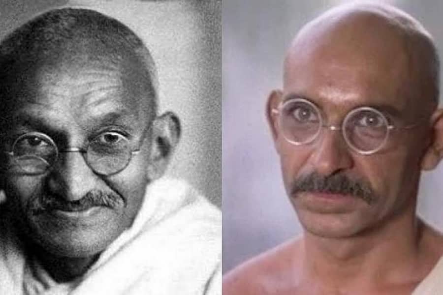 ಮಹಾತ್ಮ ಗಾಂಧಿ ಮತ್ತು ಗಾಂಧಿ ಪಾತ್ರದಲ್ಲಿ ಬೆನ್ ಕಿಂಗಸ್ಲೆ