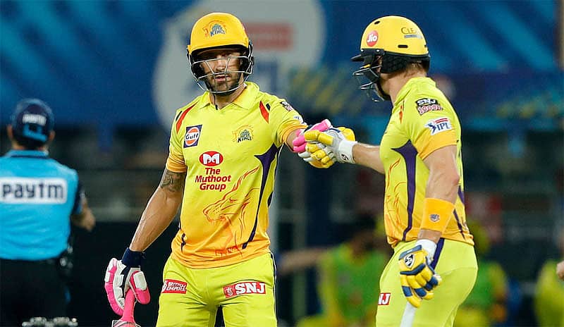 ಪಂದ್ಯದ ವೇಳೆ ಫಾಫ್ ಡು ಪ್ಲೆಸಿ ಹಾಗೂ ಶೇನ್ ವಾಟ್ಸನ್ (ಟ್ವಿಟರ್ ಚಿತ್ರ)