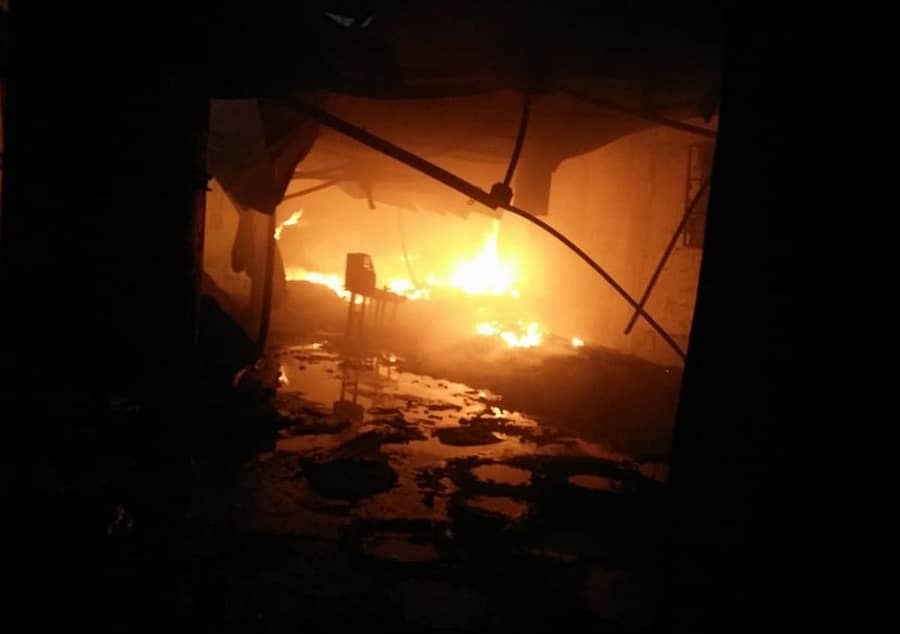 ಫ್ಯಾಕ್ಟರಿಯಲ್ಲಿ ಹೊತ್ತಿಕೊಂಡ ಬೆಂಕಿಯ ಚಿತ್ರಣ