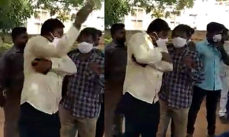 ತೋಳು ತಟ್ಟುತ್ತಿರುವ ಶಾಸಕ ಎಸ್.ಭೀಮಾನಾಯ್ಕ