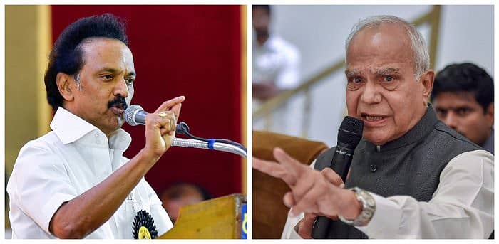 ಡಿಎಂಕೆ ಅಧ್ಯಕ್ಷ ಎಂ.ಕೆ.ಸ್ಟಾಲಿನ್ (ಎಡ ಚಿತ್ರ) ಮತ್ತು ತಮಿಳುನಾಡು ರಾಜ್ಯಪಾಲ ಬನ್ವರಿಲಾಲ್ ಪುರೋಹಿತ್ (ಪಿಟಿಐ ಚಿತ್ರ)