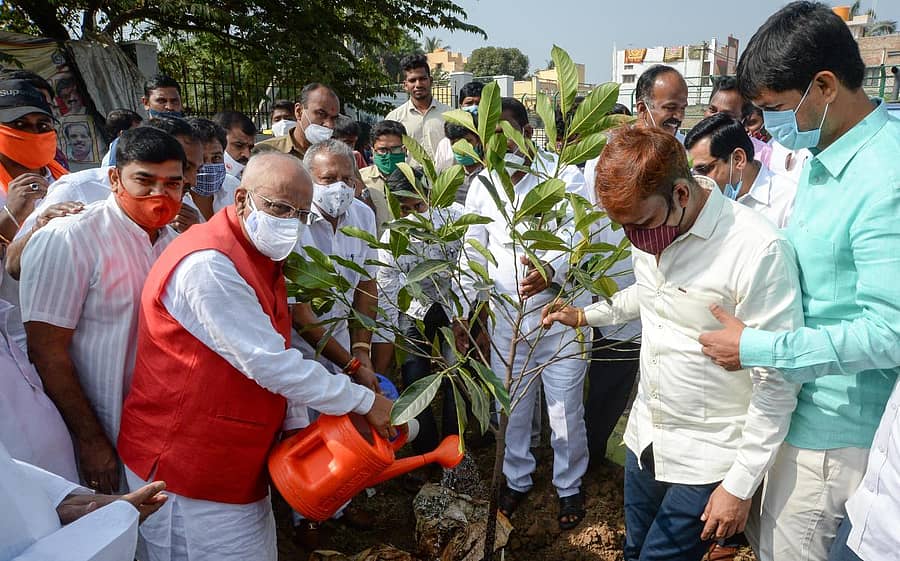 ದಾವಣಗೆರೆ ಮಹಾನಗರ ಪಾಲಿಕೆ ವತಿಯಿಂದ ಒಂದು ಲಕ್ಷ ಸಸಿ ನೆಡುವ ಕಾರ್ಯಕ್ರಮಕ್ಕೆ ಬುಧವಾರ ಗಾಂಧಿನಗರದಲ್ಲಿ ನಡೆದ ‘ಮನೆ ಬಾಗಿಲಿಗೆ ಮಹಾನಗರ ಪಾಲಿಕೆ’ ಕಾರ್ಯಕ್ರಮದಲ್ಲಿ ಸಂಸದ ಜಿ.ಎಮ್ ಸಿದ್ದೇಶ್ವರ ಅವರು ಸಸಿ ನೆಟ್ಟು ನೀರುಣಿಸುವ ಮೂಲಕ ಚಾಲನೆ ನೀಡಿದರು