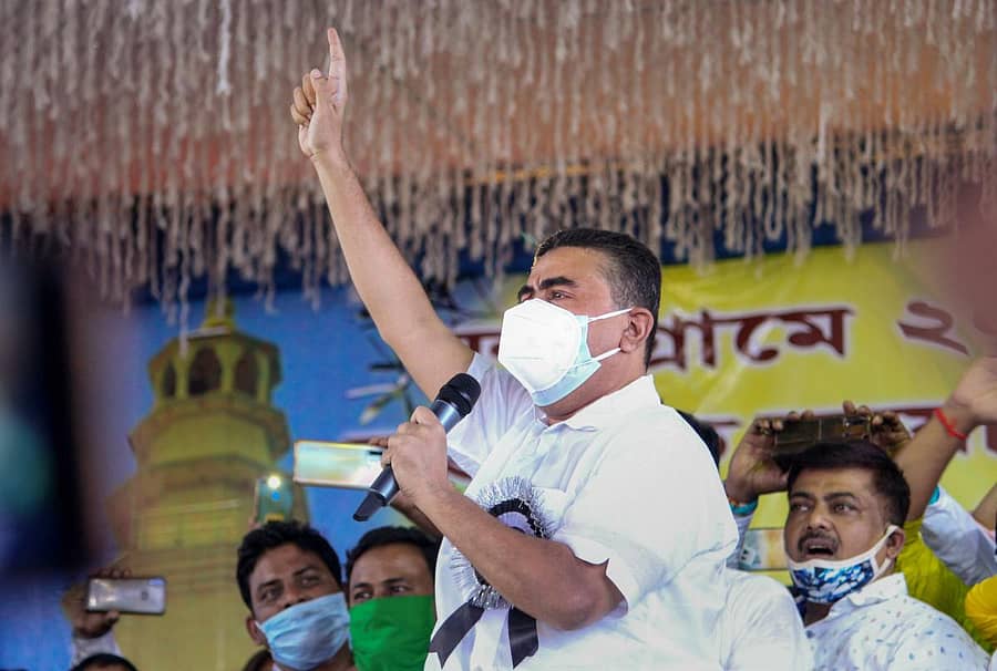 ಪಶ್ಚಿಮ ಬಂಗಾಳದ ನಂದಿಗ್ರಾಮದಲ್ಲಿ ಈಚೆಗೆ ಆಯೋಜಿಸಿದ್ದ ಕಾರ್ಯಕ್ರಮವೊಂದರಲ್ಲಿ ಸುವೇಂದು ಅಧಿಕಾರಿ ಮಾತನಾಡಿದರು –ಪಿಟಿಐ ಚಿತ್ರ