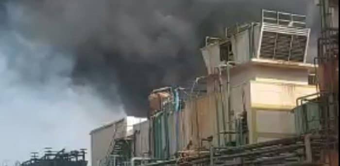 ಕಾರ್ಖಾನೆಯಲ್ಲಿ ಸ್ಫೋಟಗೊಂಡಿರುವ ದೃಶ್ಯ