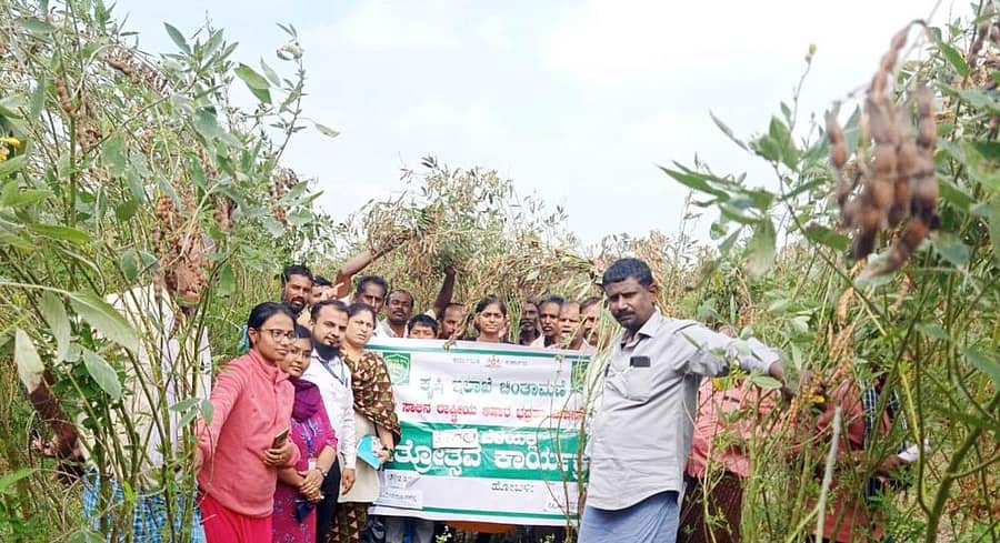 ಚಿಂತಾಮಣಿ ತಾಲ್ಲೂಕಿನ ಹನುಮಂತರಾಯನಹಳ್ಳಿಯ ರೈತರ ಜಮೀನಿನಲ್ಲಿ ಕೃಷಿ ಇಲಾಖೆಯಿಂದ ಹಮ್ಮಿಕೊಂಡಿದ್ದ ತೊಗರಿ ಬೆಳೆ ಕ್ಷೇತ್ರೋತ್ಸವ