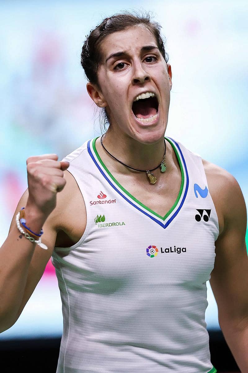 ಕರೊಲಿನಾ ಮರಿನ್ ಗೆಲುವಿನ ಸಂಭ್ರಮ –ಎಎಫ್‌ಪಿ ಚಿತ್ರ