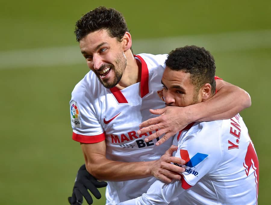 ಸ್ಪ್ಯಾನಿಷ್‌ ಲೀಗ್‌ನ ಪಂದ್ಯವೊಂದರಲ್ಲಿ ಸೆವಿಲ್ಲಾ ತಂಡದ ಆಟಗಾರರ ಸಂಭ್ರಮ –ಎಎಫ್‌ಪಿ ಚಿತ್ರ