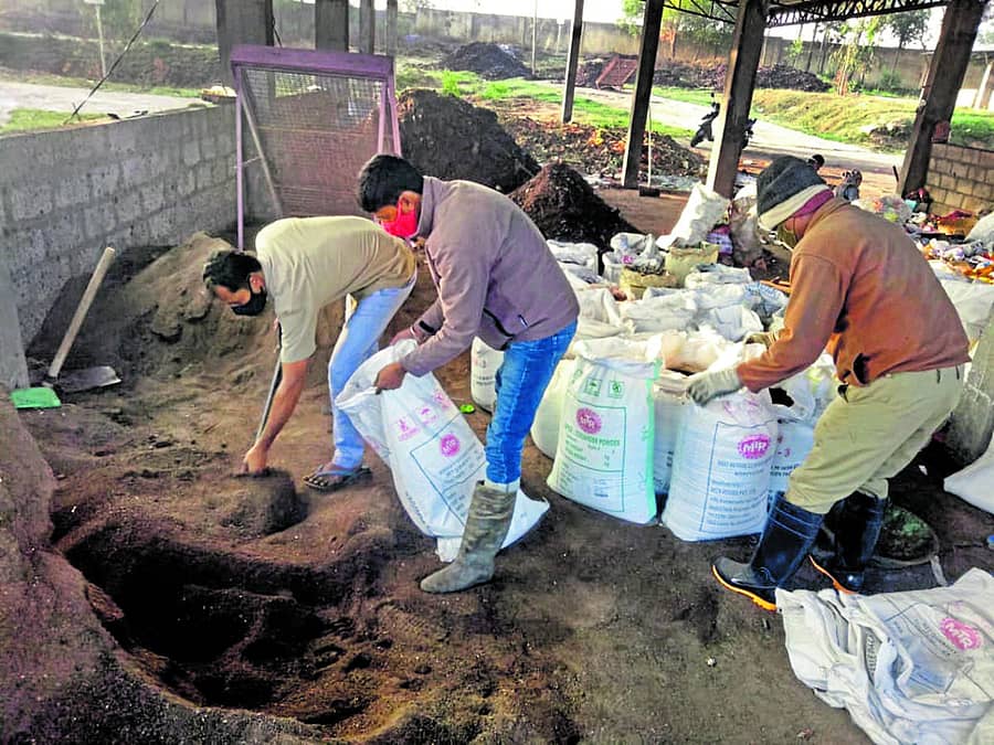 ಬೇಲೂರು ಪುರಸಭೆ ಘನತ್ಯಾಜ್ಯ ವಿಲೇವಾರಿ ಘಟಕದಲ್ಲಿ ತಯಾರಾಗುತ್ತಿರುವ ಗೊಬ್ಬರ