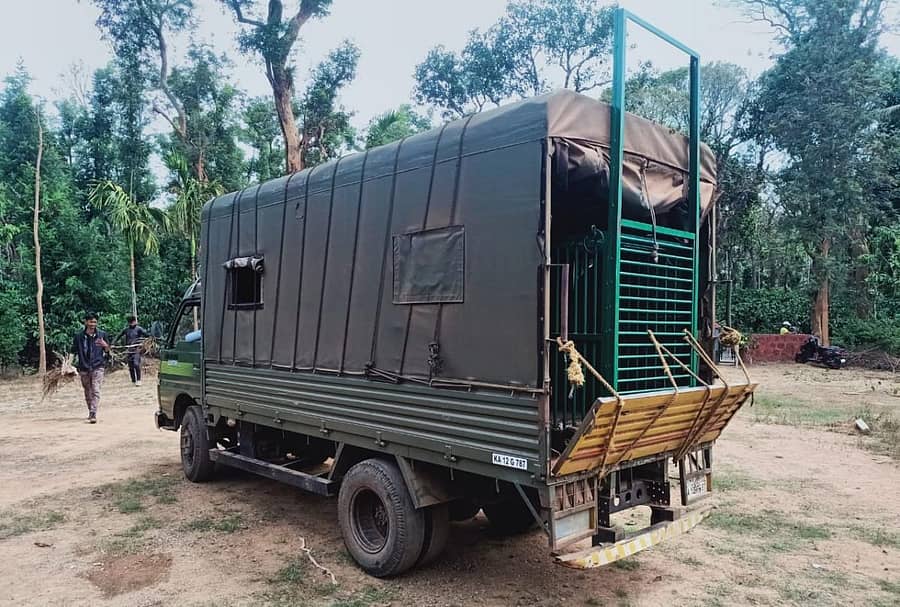 ಪೊನ್ನಂಪೇಟೆಯ ಶ್ರೀಮಂಗಲದಲ್ಲಿ ಹುಲಿ ಸೆರೆ ಕಾರ್ಯಾಚರಣೆಗೆ ತಂದಿದ್ದ ಬೋನ್