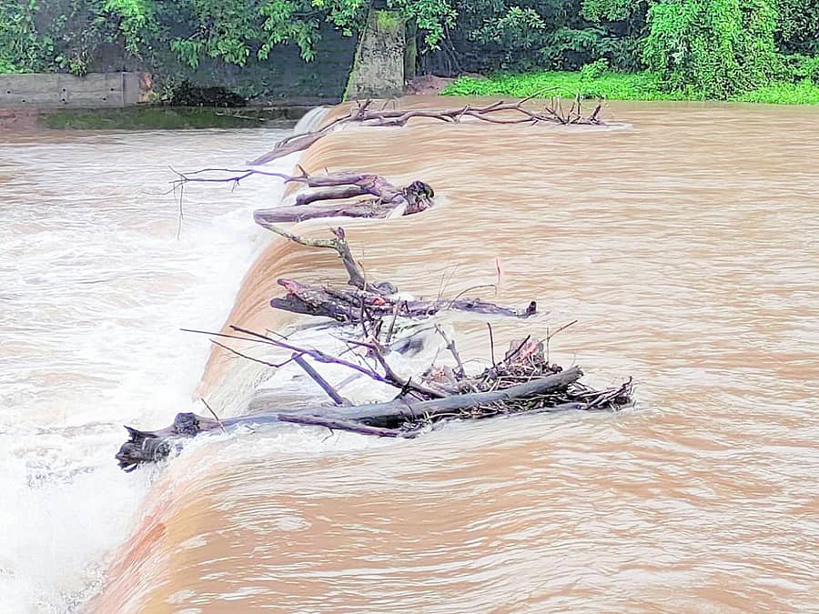 ಧರ್ಮಸ್ಥಳದ ಬಳಿ ನೇತ್ರಾವತಿ ನದಿ ತುಂಬಿ ಹರಿಯುತ್ತಿದೆ.