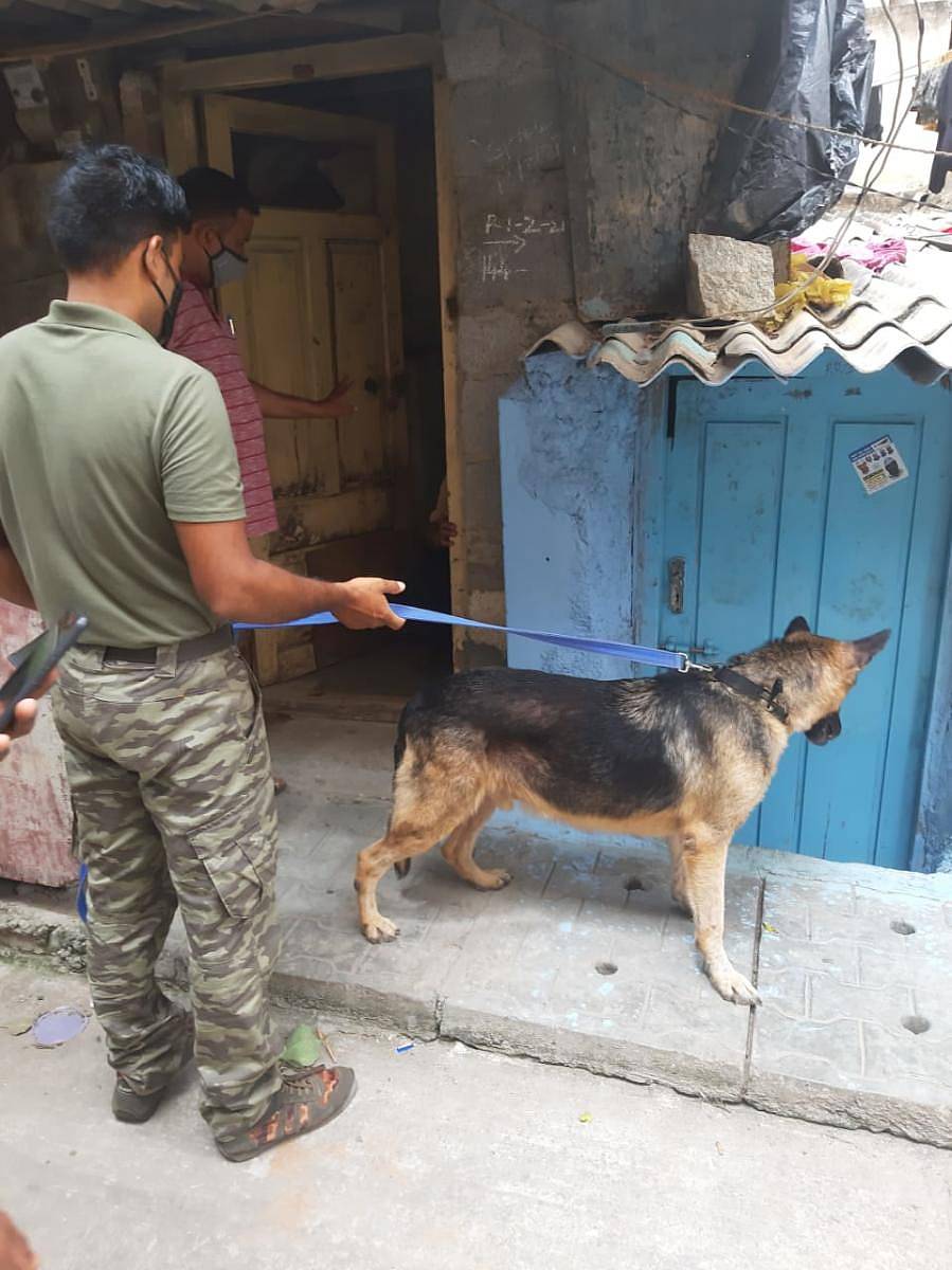 ರೌಡಿಯೊಬ್ಬರ ಮನೆಯೊಂದರಲ್ಲಿ ಶ್ವಾನದಳದಿಂದ ತಪಾಸಣೆ ನಡೆಸಲಾಯಿತು