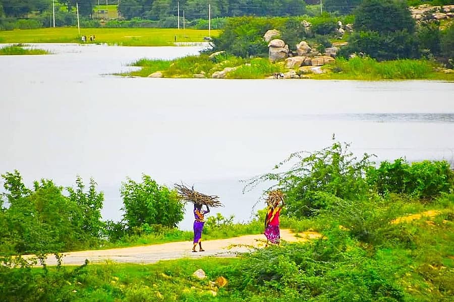 ಯರಗೋಳ ಗ್ರಾಮದ ದೊಡ್ಡ ಕೆರೆಯಲ್ಲಿ ನೀರು ಸಂಗ್ರಹವಾಗಿರುವುದು